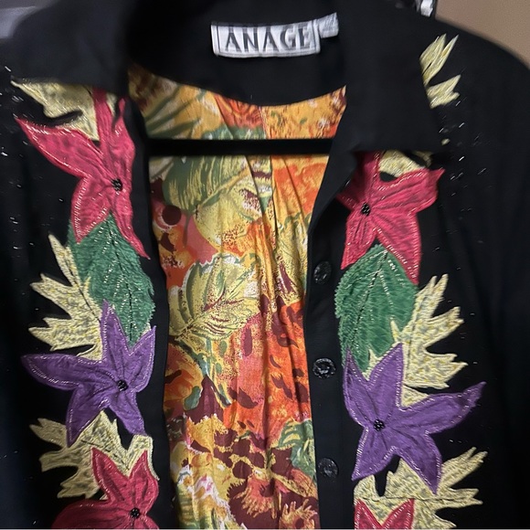 Anage embroidered vintage leaf jacket size small - Picture 6 of 14